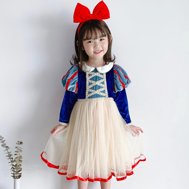 Đầm Hóa Trang Công Chúa Bạch Tuyết Dài Tay Cho Bé Gái 2020