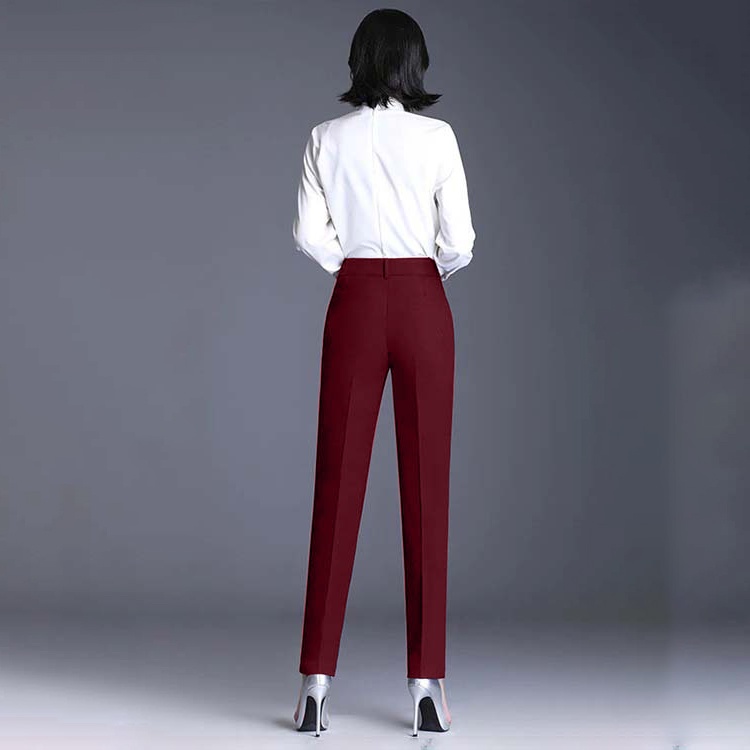Quần tây công sở nữ kiểu mới ống đứng màu đỏ đô sang trọng thanh lịch