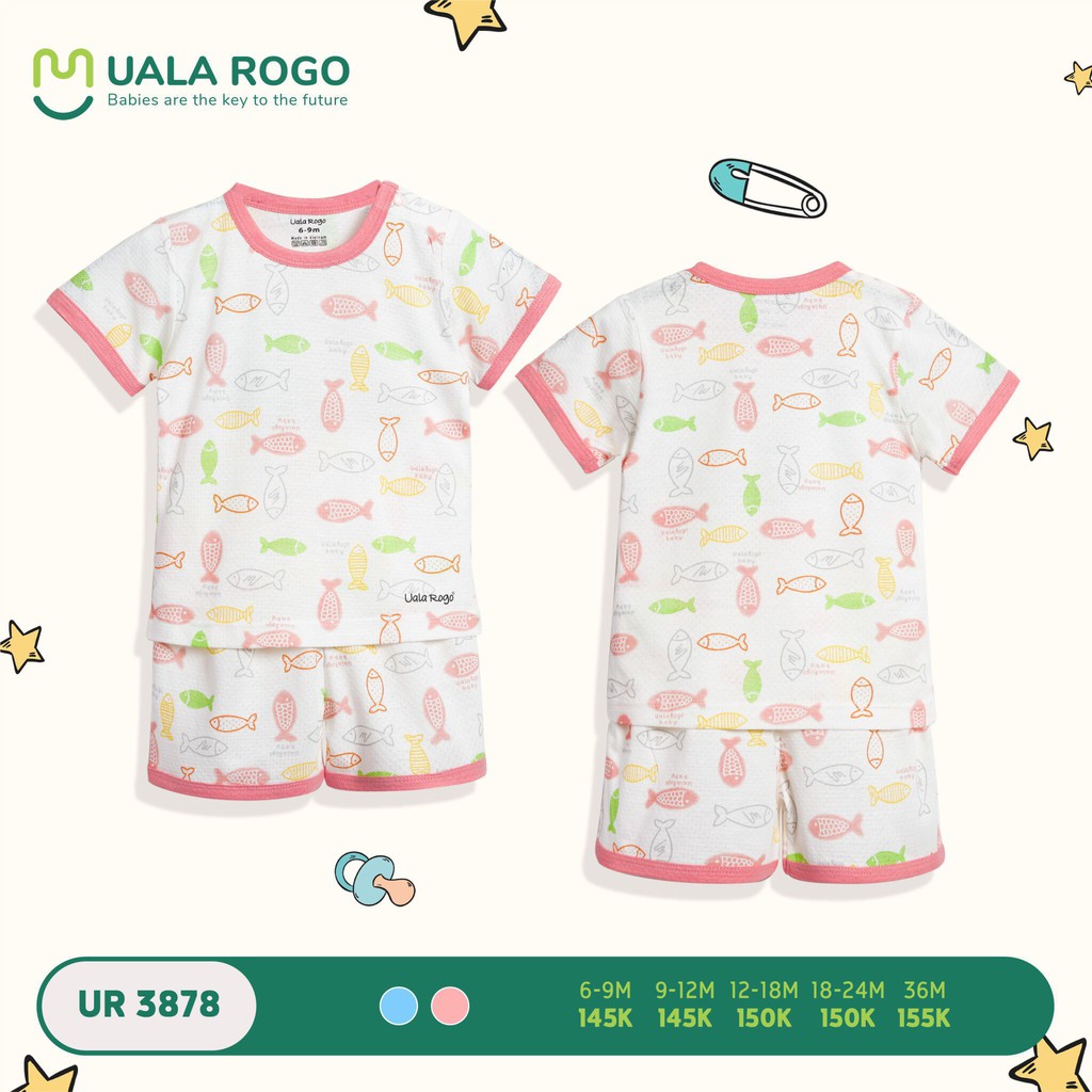 Bộ QA cộc tay họa tiết cá Organic Cotton UalaRogo