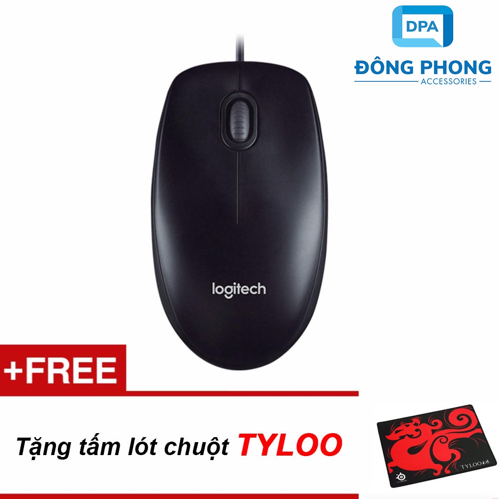 Combo Chuột Có Dây Logitech B100 Chính Hãng Tặng Kèm Lót Chuột Cao Cấp