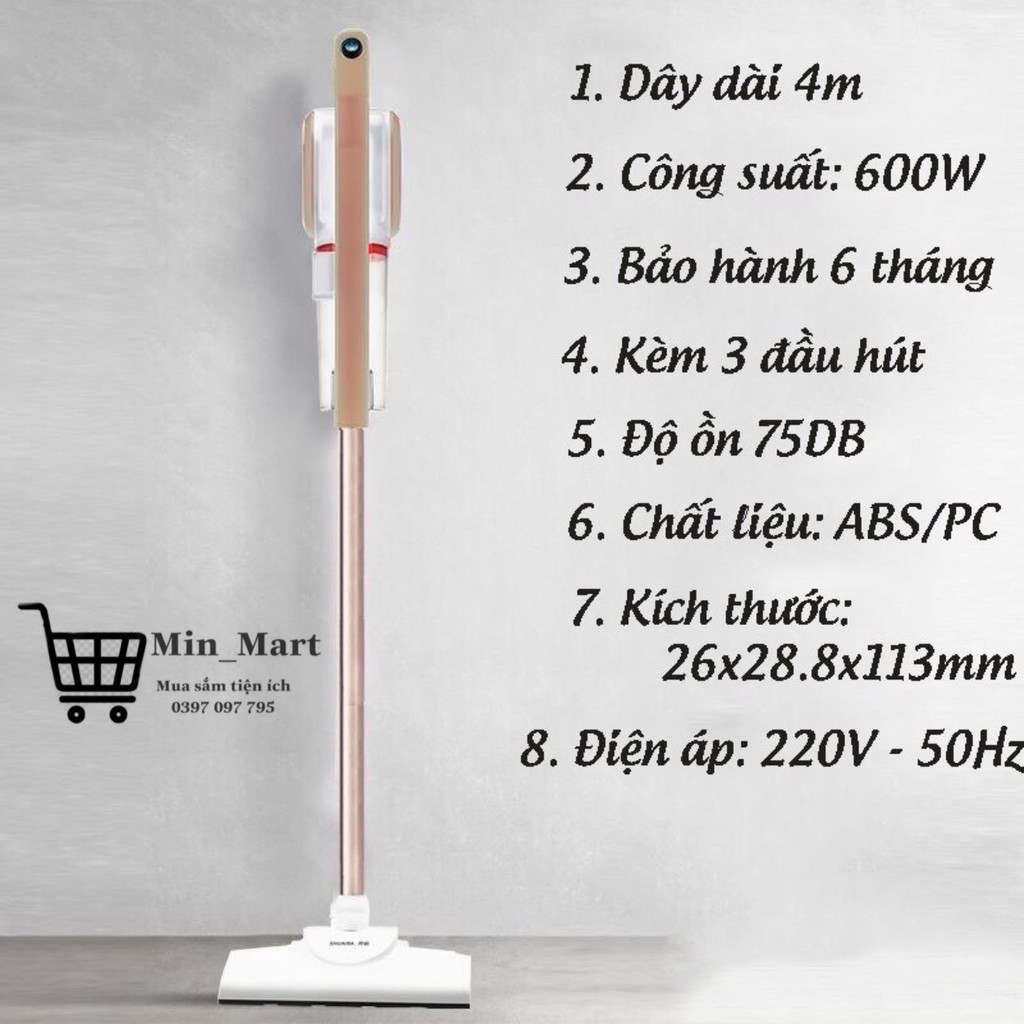 Máy Hút Bụi Gia Đình Cầm Tay Cát Á Thế Hệ Mới 3 Trong 1 Công Suất Lớn 600W, Lực Hút Cực Mạnh - Bảo Hành 6 Tháng