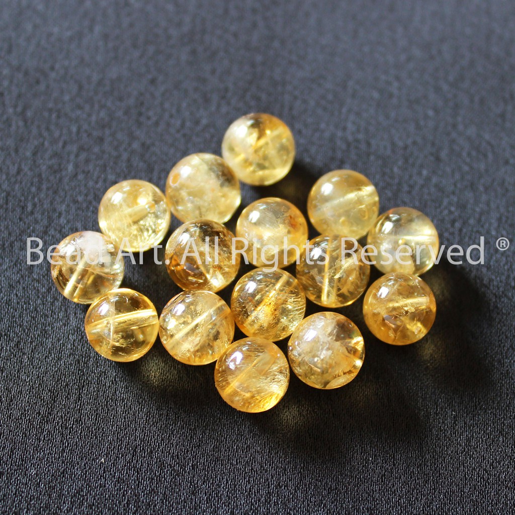 [1 Hạt] T.Anh Vàng (Citrine) Tự Nhiên 7.5-8mm, Đá Phong Thuỷ, Làm Trang Sức, Vòng Tay, Chuỗi Hạt (Loại AA)