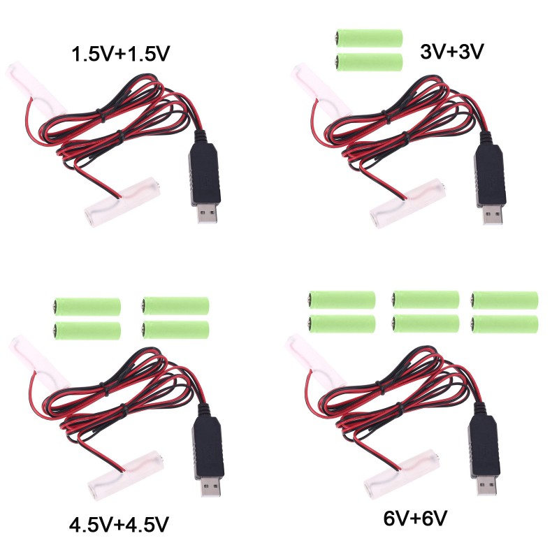 Bộ Sạc Pin Aa 1.5v 3v 4.5v 6v Thay Thế 1-4 Pin Đồ Chơi