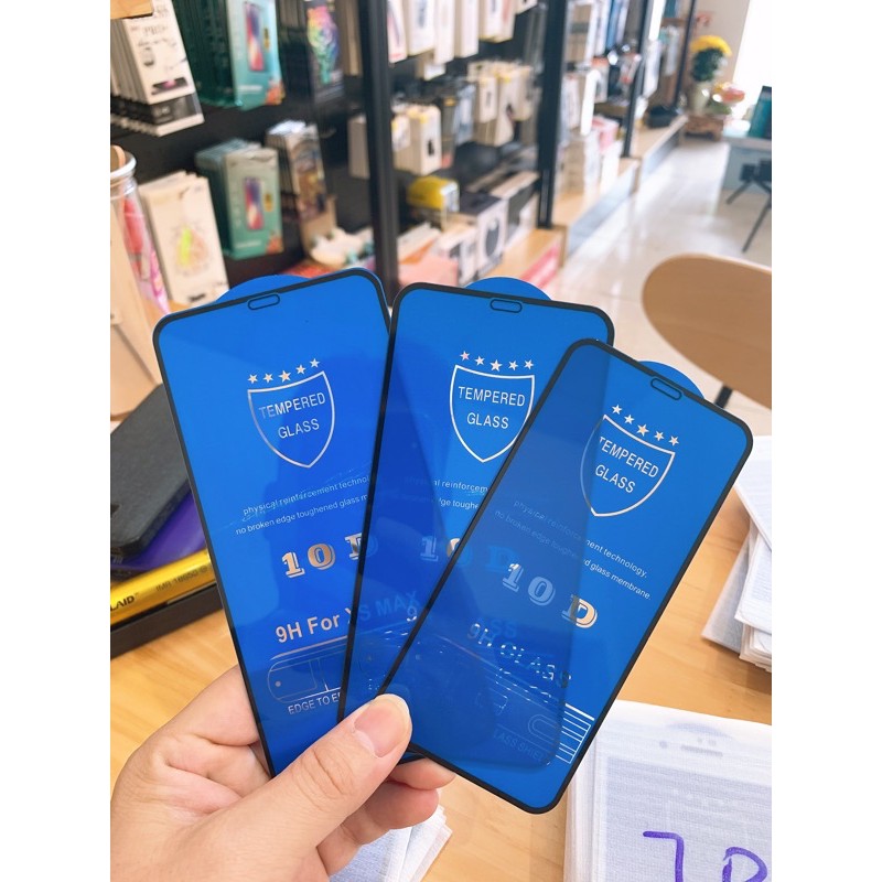 Kính cường lực cao cấp full màn 10D cho IPhone6/6S/6P/7P/7/8/X/XS/xsmax/11/11Pro/11Promax/12/12Pro/12Promax