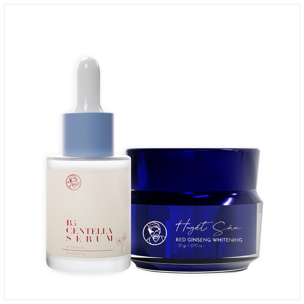Combo Kem Dưỡng Trắng Mịn Da HỒNG SÂM mẫu mới và Serum dưỡng B5 Bà Lão
