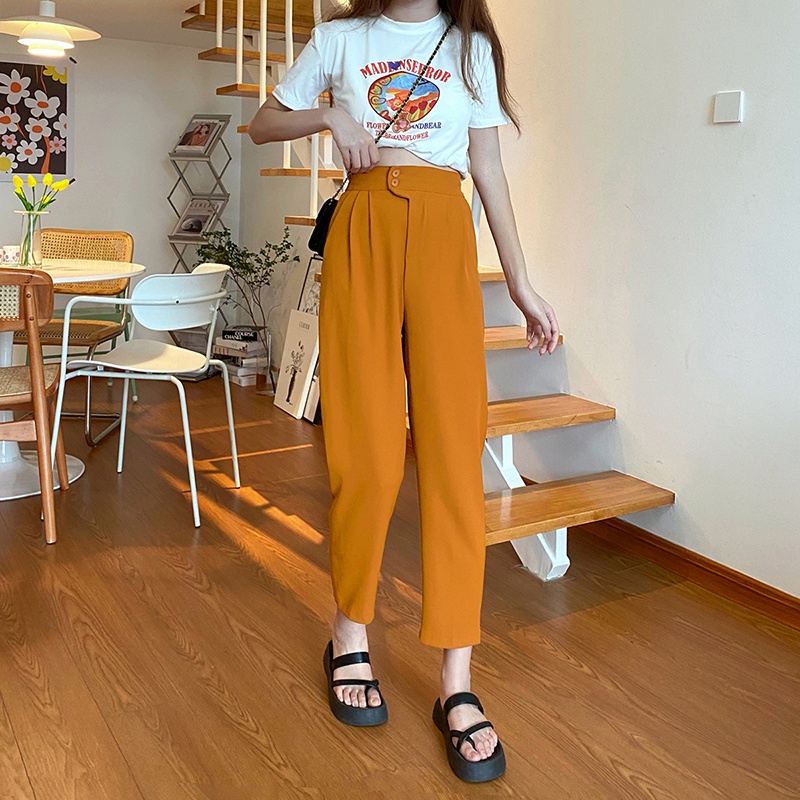 SUXI Quần Lửng Lưng Cao Phong Cách Hàn Quốc Dành Cho Nữ