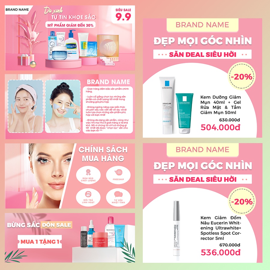 Thiết kế BANNER SHOPEE cho store, shop, facebook, instagram, ... ngành MỸ PHẨM