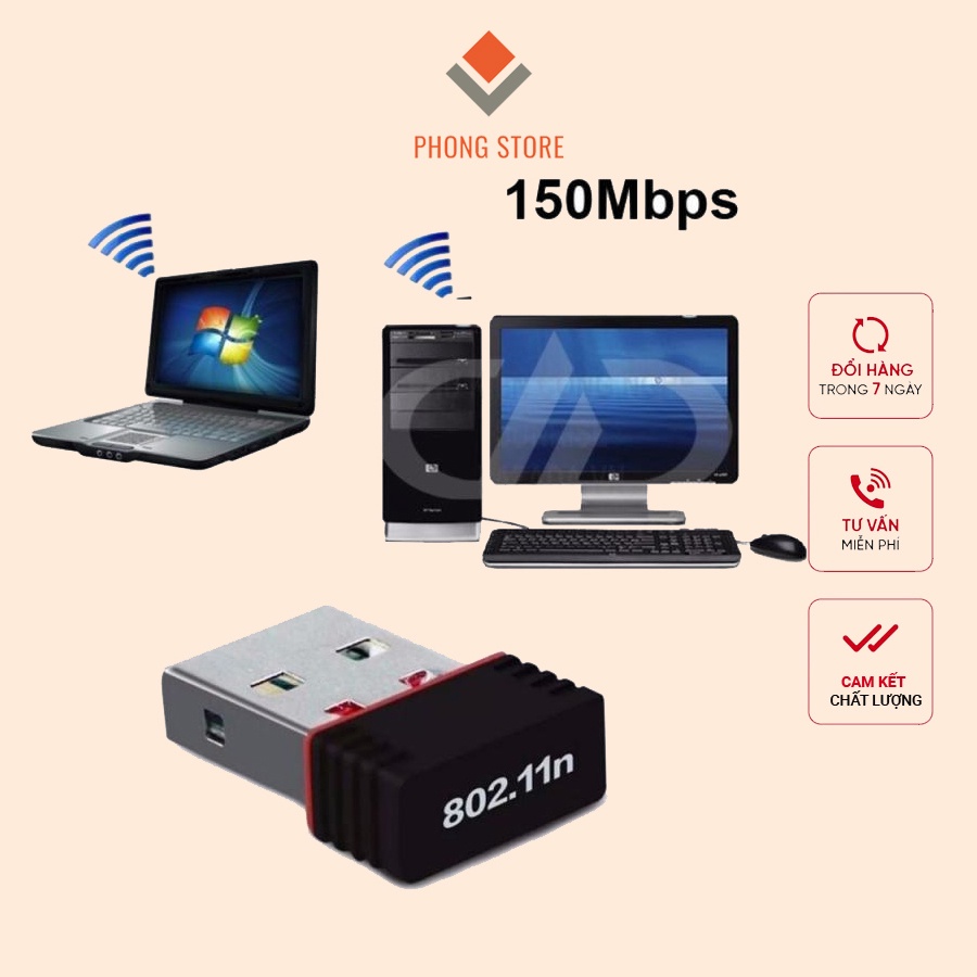 USB bắt wifi cho pc LB-Link WN151 | thu sóng wifi cho máy tính để bàn, láp tốp không cần cài đặt