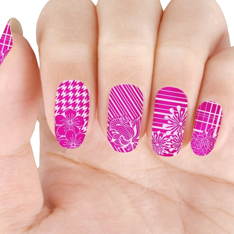 [Hàng mới về] Khuôn trang trí móng tay nghệ thuật họa tiết hình học và hoa 6 * 12cm