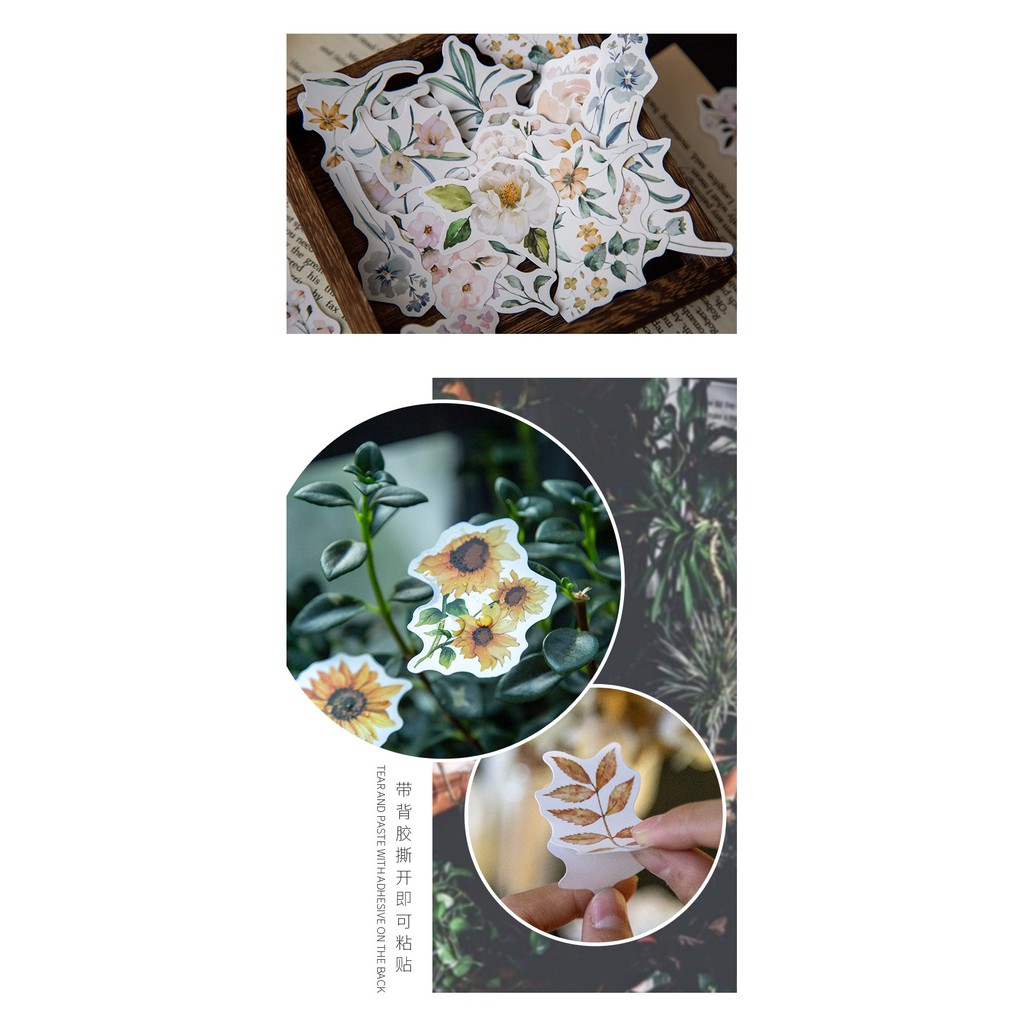 Sticker Hoa Vintage 💖 Bộ 30 Hình Dán Flowers House Hàn Quốc Trang Trí Sổ Phòng Bàn Học Tường Phụ Kiện Bullet Journal