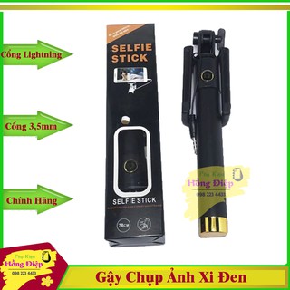 Gậy Chụp Ảnh Xi Đen Selfie Stick (Chân Lightning & 3,5mm)
