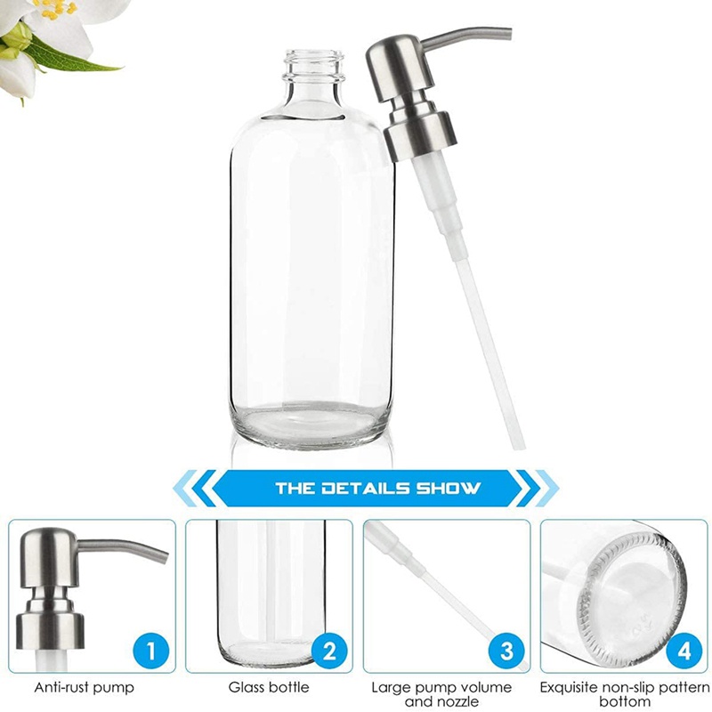 Set 2 Bình Thủy Tinh Đựng Xà Phòng Có Vòi Bơm Cho Nhà Bếp Nhà Tắm