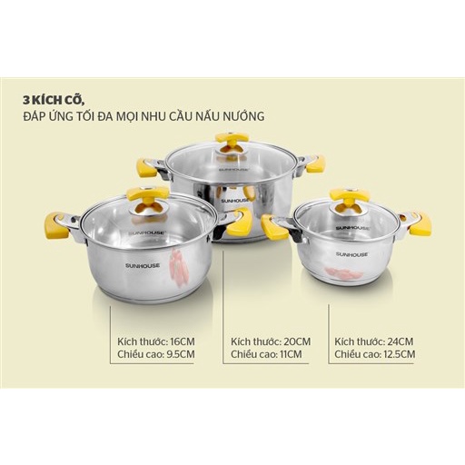 Bộ Nồi Inox 5 Đáy Sunhouse SH787