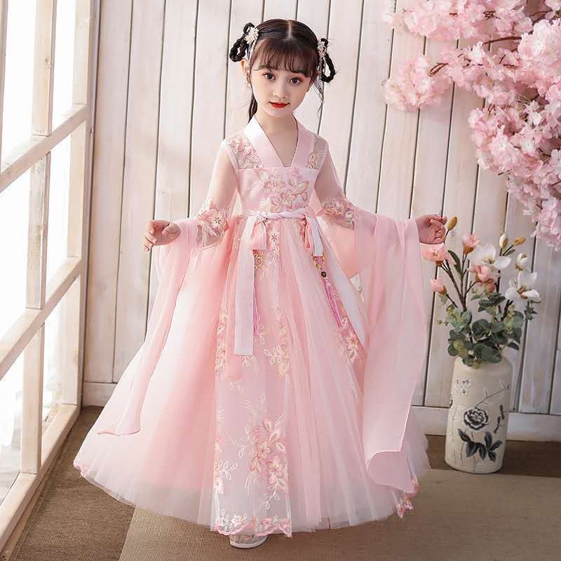 Bộ Hán Phục Phong Cách Trung Hoa Xinh Xắn Cho Bé Gái