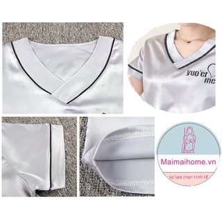 ĐỒ NGỦ (BỘ) XÁM TRƠN Lụa satin [MAIMAIHOME]