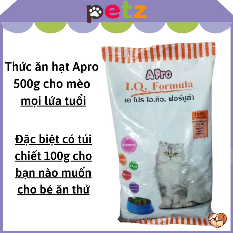 Thức ăn hạt cho mèo mọi lứa tuổi Apro 500g PETZ đồ ăn hạt khô hỗn hợp rau cá cung cấp đầy đủ vitamin cho mèo