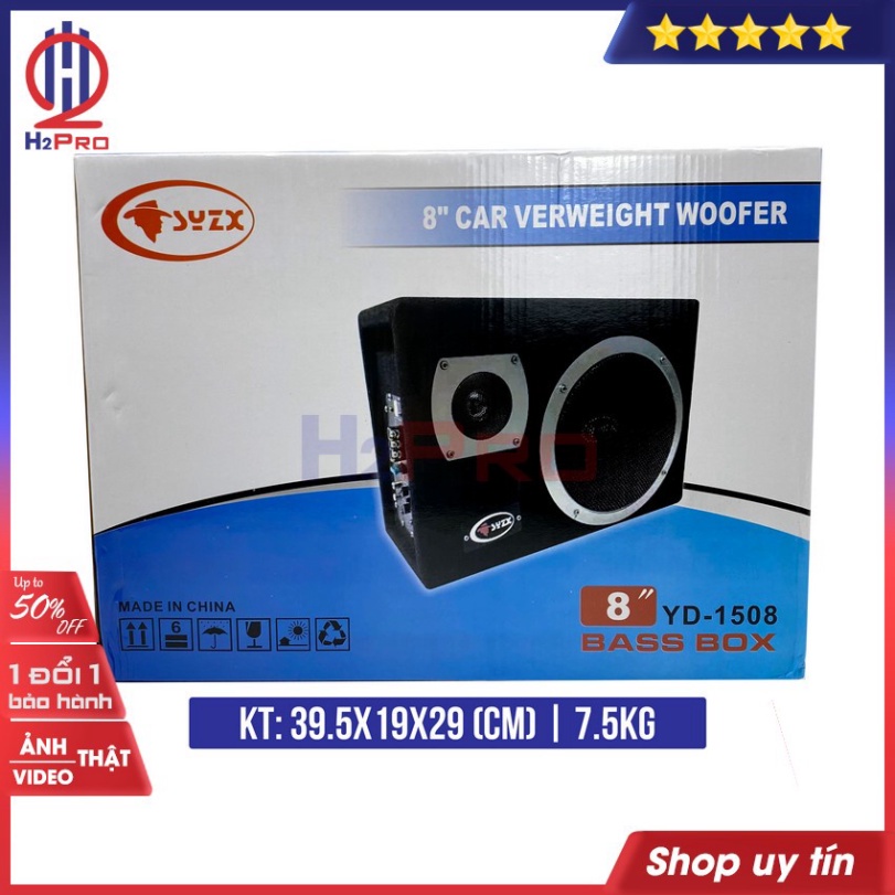 Loa Sub Ô Tô Syzx YD-1508 Bass 20 200W-4 Ôm, 2 Chế Độ Lời-Trầm, Sub Oto Siêu Trầm 12V Hoặc 24V, Bộ Quà 200K-H2Pro Tech