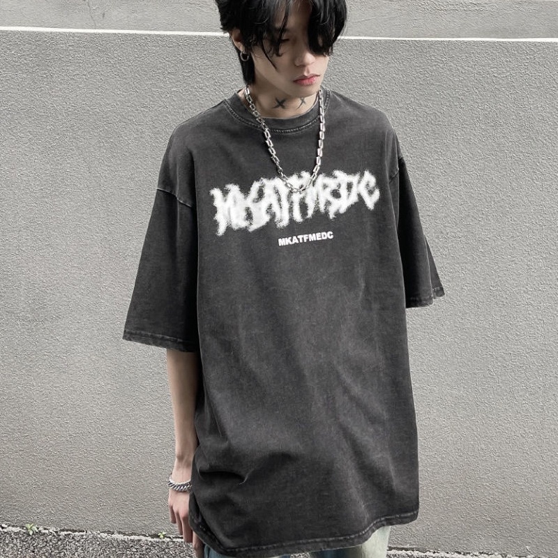 Áo Thun Tay Ngắn Dáng Rộng In Chữ Phong Cách retro Âu Mỹ Thời Trang Cho Cặp Đôi