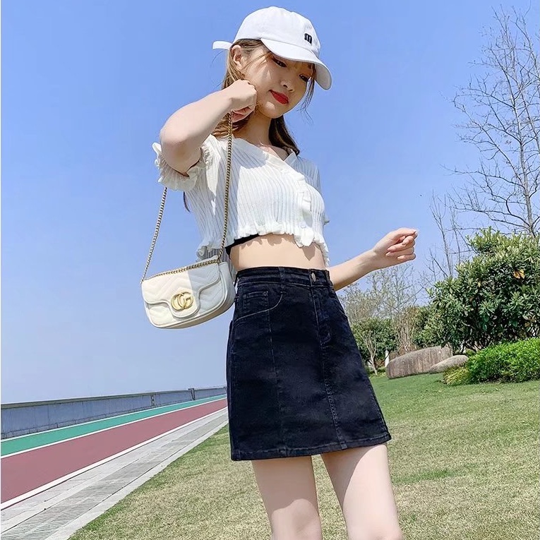 Chân váy jean Mini Lưng Cao Thời Trang Mùa Hè Hàn Quốc Dành Cho Nữ