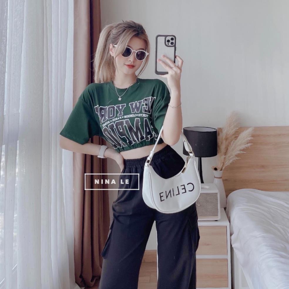 [ 𝐅𝐑𝐄𝐄 𝐒𝐇𝐈𝐏 ] BỘ CROPTOP 3 MÓN QUẦN TÚI HỘP ỐNG RỘNG