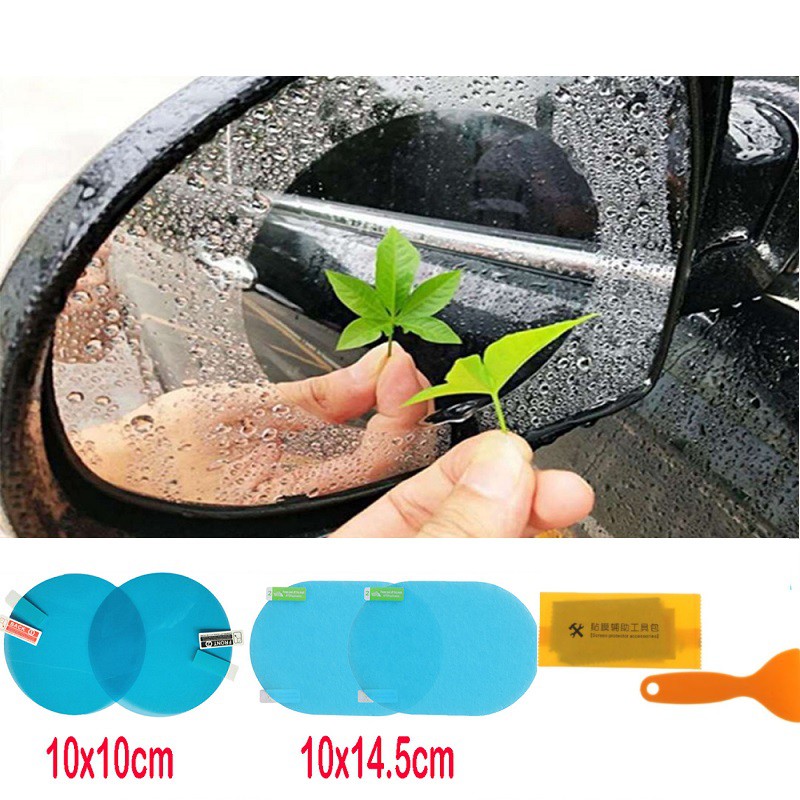 【CAR HOME】2Pcs dán chống sương/nước và chói cho gương chiếu hậu xe hơi bảng PET có 2 kiểu lựa chọn kèm phụ kiện