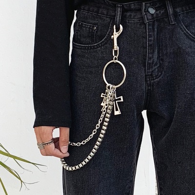 Dây Xích Kim Loại Mặt Chữ Thập Trang Trí Quần Phong Cách Hiphop