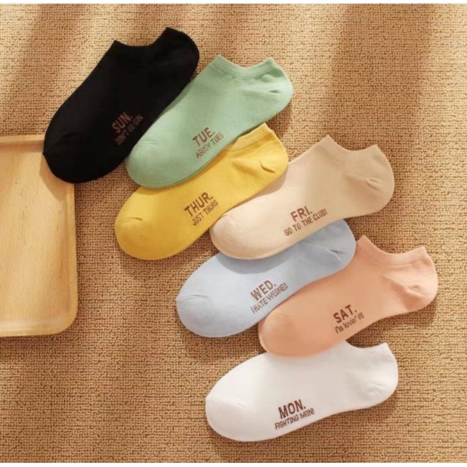 Tất tuần, vớ đôi nam nữ set 7 ngày 7 đôi loại 1, kháng khuẩn khử mùi hôi