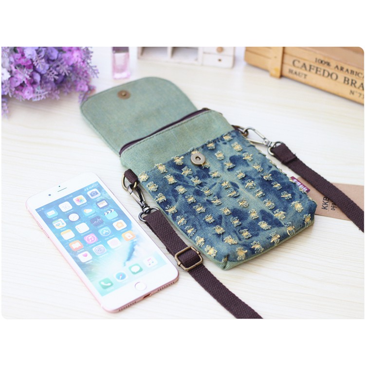 Túi Vải Denim Đeo Chéo Đựng Điện Thoại Iphone 12 / 2023 Phong Cách Mới
