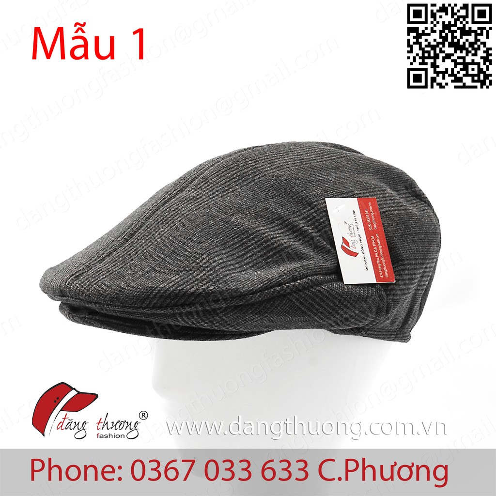 Mũ nồi nam DẠ DÀY DẶN caro bere beret nỉ dạ cho người trung niên, cao tuổi phong cách cổ điển màu NÂU CARO