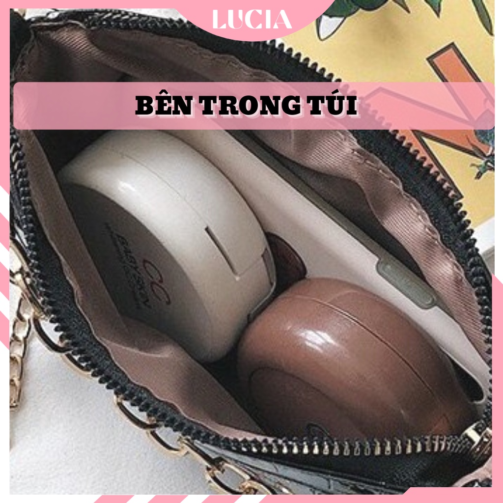 Túi kẹp nách dây xích túi xách nữ đeo vai đeo chéo cầm tay da vân cá sấu size 18cm LUCIA STORE TXN38