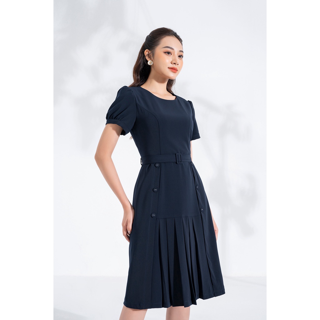 Đầm LAMER Dập Ly Gấu Đai Eo L63R22H020