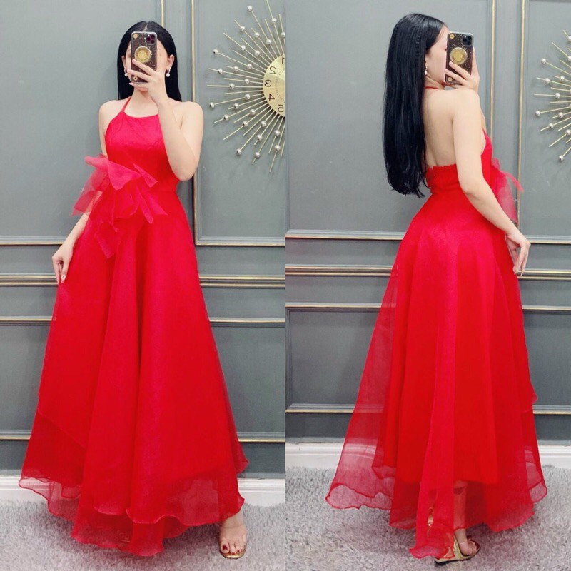 ẢNH VÀ VIDEO THẬT 10000% _ ĐẦM MAXI CỔ YẾM KẾT HOA EO