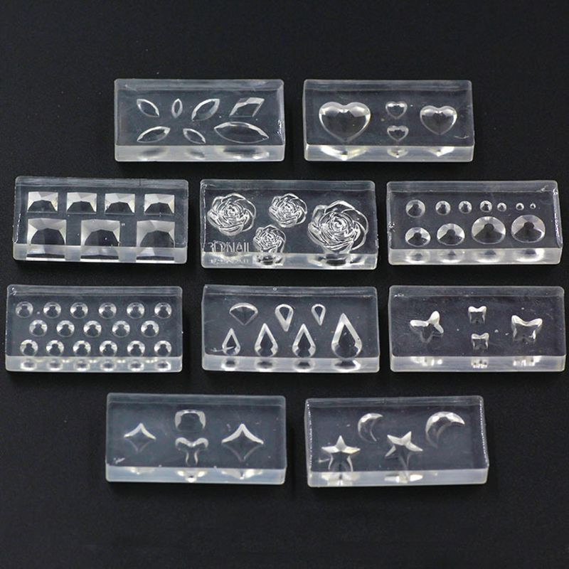 Set 10 Khuôn Silicon Hỗ Trợ Trang Trí Móng Nghệ Thuật