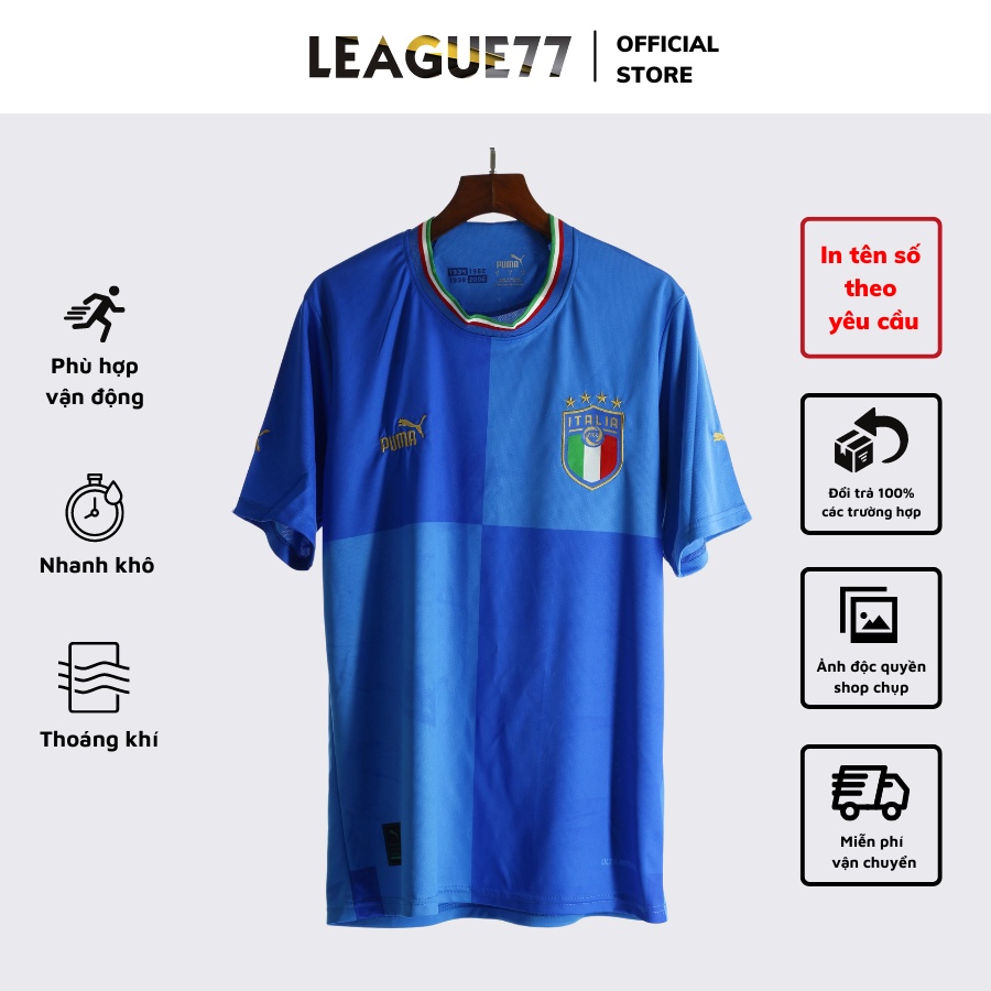 Đồ đá banh Italia Leaguestore - bộ quần áo đá banh set bộ thể thao nam màu xanh dương ngắn tay