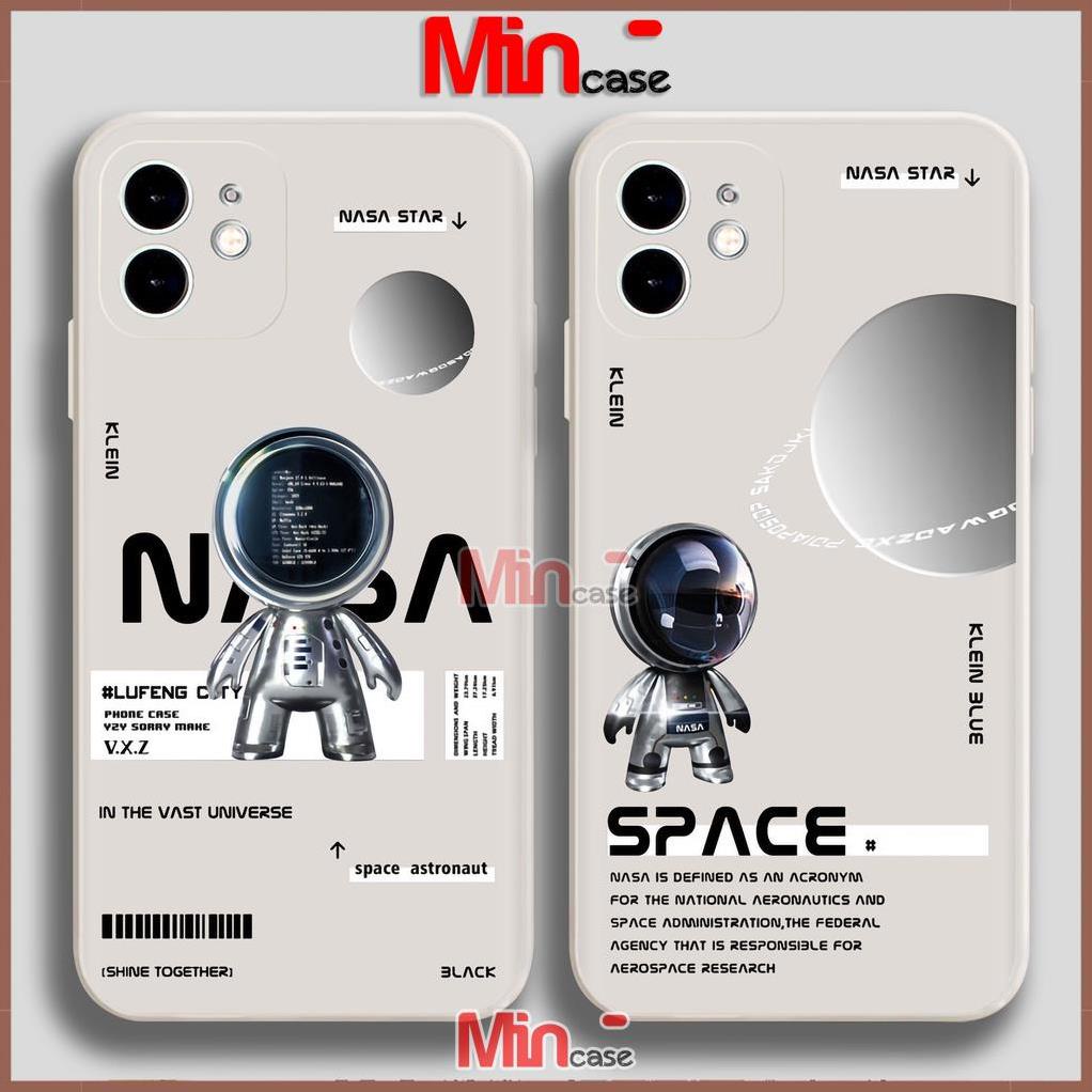 Ốp lưng iPhone Phi hành gia Nasa Cute cạnh viền vuông silicon mềm dẻo cho iphone 6/6s/7/8/X/XS/11/12/13 Pro Plus Max