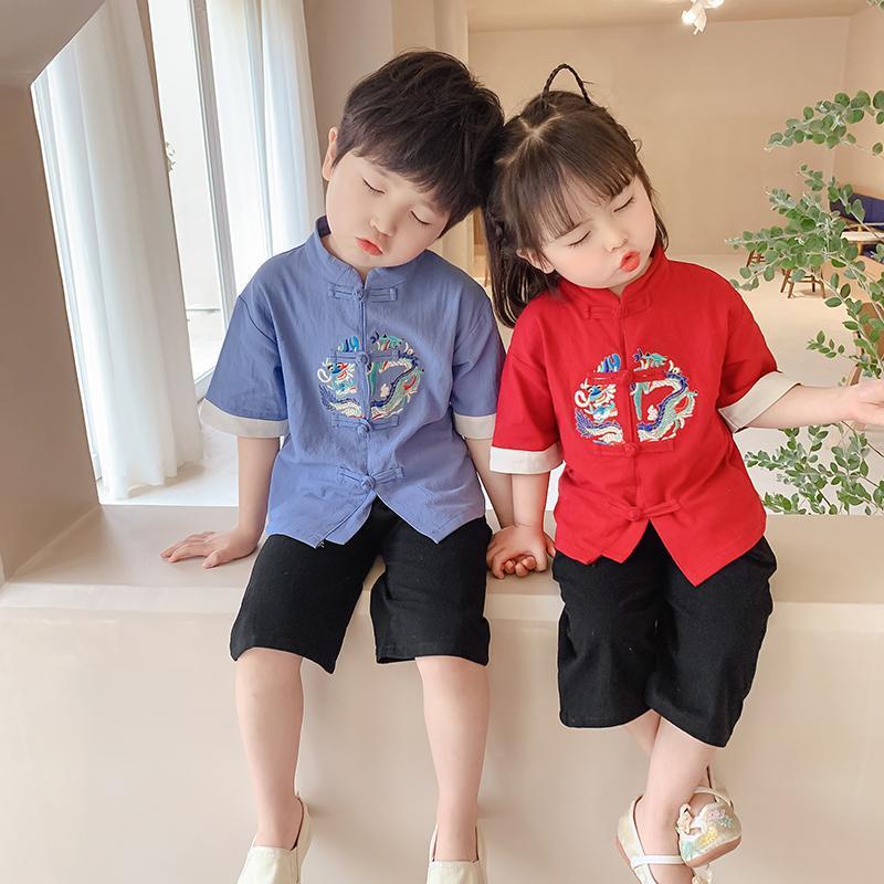 Bộ Đồ Hán Phục Ngắn Tay Phong Cách Trung Hoa Mẫu Mới Thời Trang Mùa Hè Cho Bé Trai Và Bé Gái