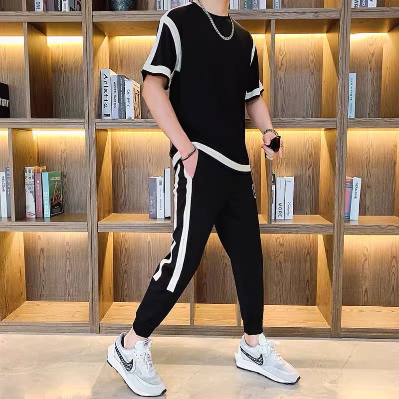 Bộ thể thao nam 3K SHOP  Đồ bộ nam cao cấp thời trang thu đông áo cộc quần dài ,chất liệu cotton 100% thoáng mát