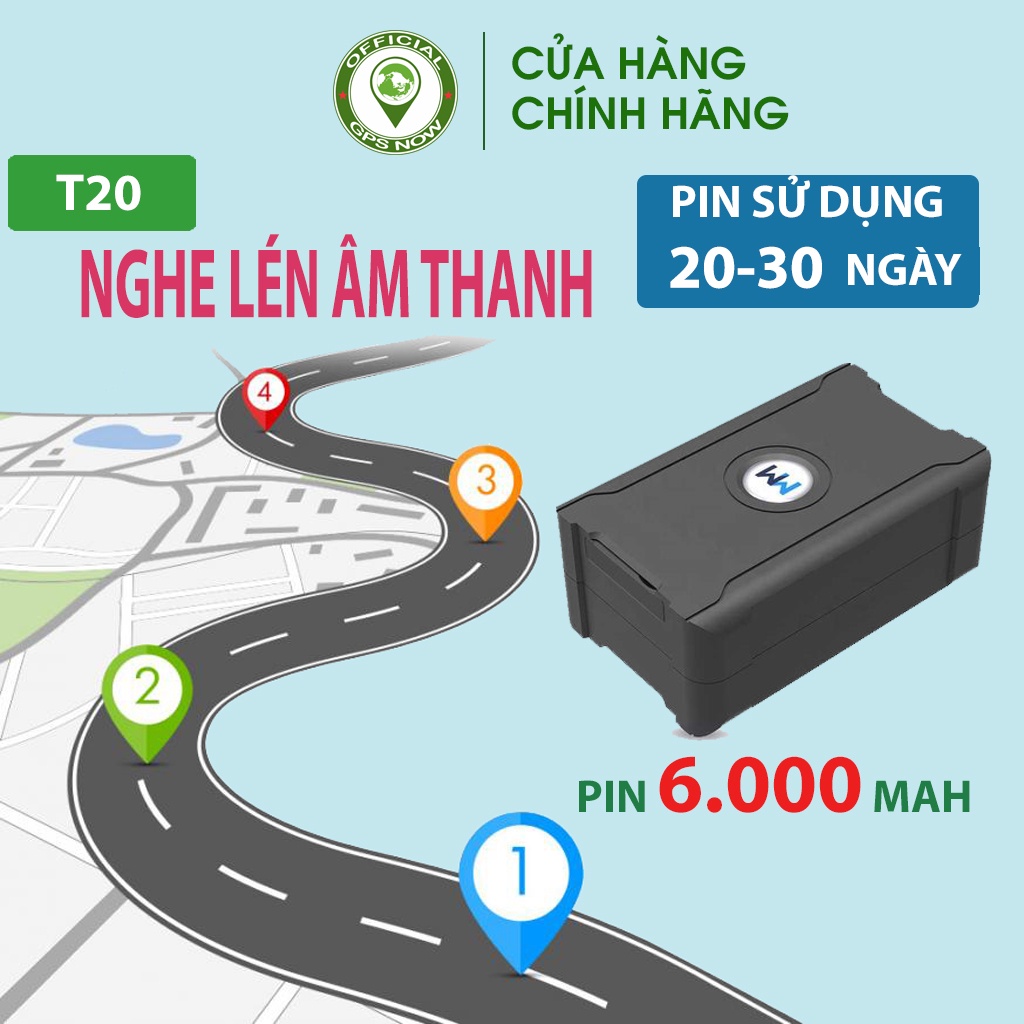 Định vị xe máy ô tô gps KHÔNG DÂY T20 pin 6000mAh giám sát vị trí từ xa qua điện thoại - GPSNOW