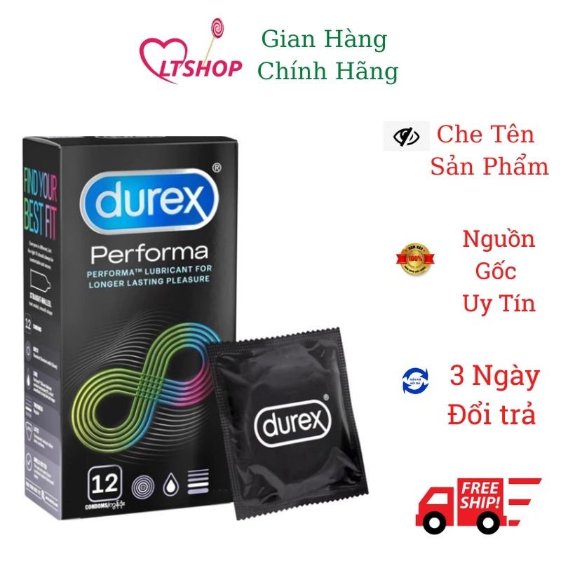 Bao cao su Durex Performa   kéo dài thời gian   hộp 12 cái