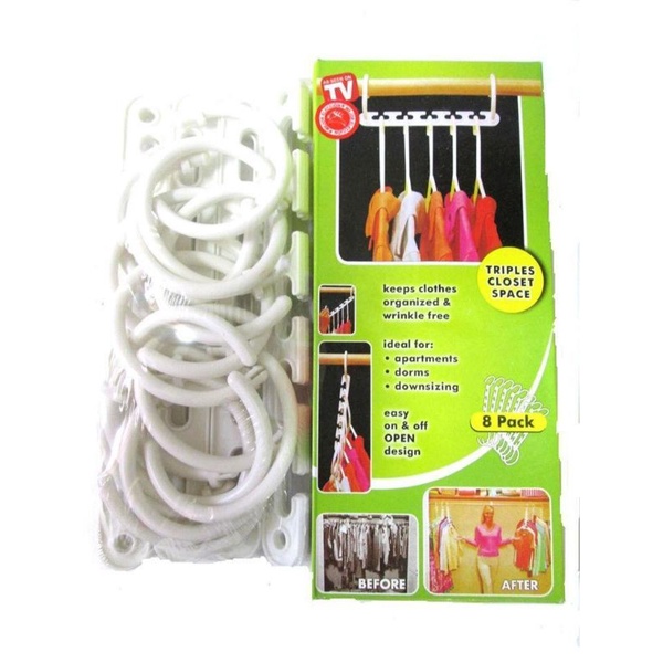 Bộ móc treo quần áo set 8 triples closet space,,,