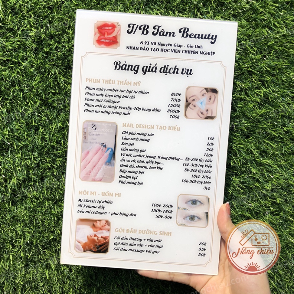 Menu / Bảng giá dịch vụ cho Spa Beauty - Thiết kế thông tin theo yêu cầu Giấy in cao cấp
