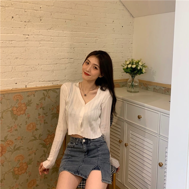 Áo Khoác cardigan Vải Dệt Kim Mỏng Dáng Ngắn 2022 JL-TX-198