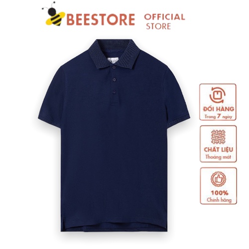 Áo Polo nam vải Cotton cao cấp dày dặn co giãn 4 chiều chuẩn form thun, áo pull cổ bẻ tay ngắn màu xanh than
