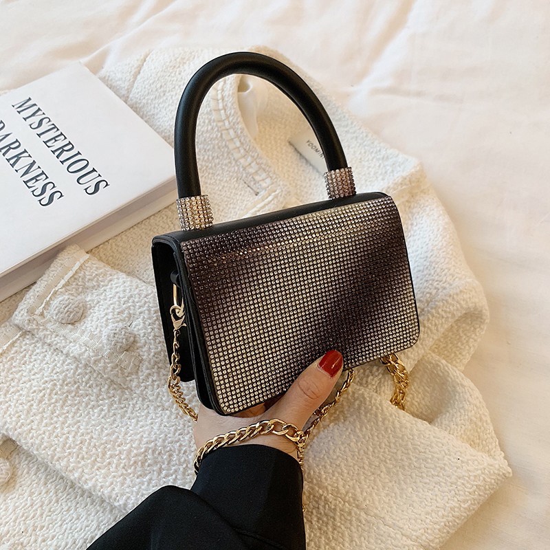 Túi Đeo Vai Hình Vuông Nhỏ Màu gradient Đính Kim Cương Giả Phong Cách Hàn Quốc Cho Nữ