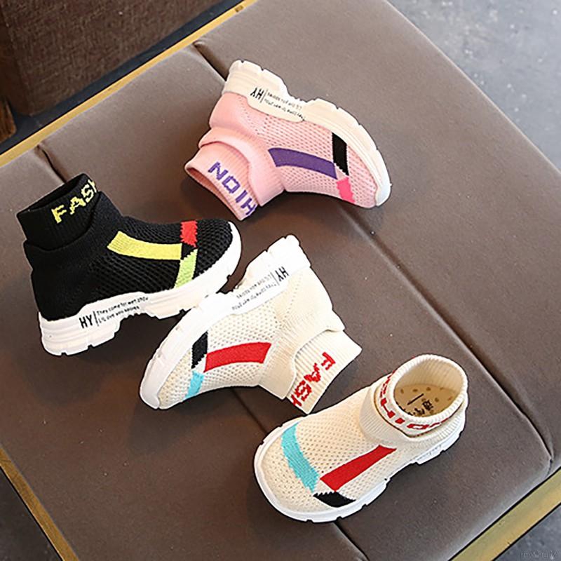 Giày thể thao dệt kim phong cách Hàn Quốc năng động thiết kế chống trượt cho bé