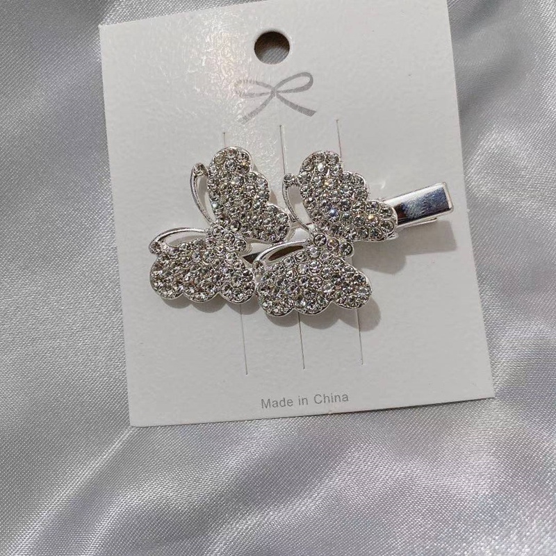 Kẹp Tóc Bướm Đôi Đính Kim Cương Lấp Lánh Thời Trang Hàn Quốc