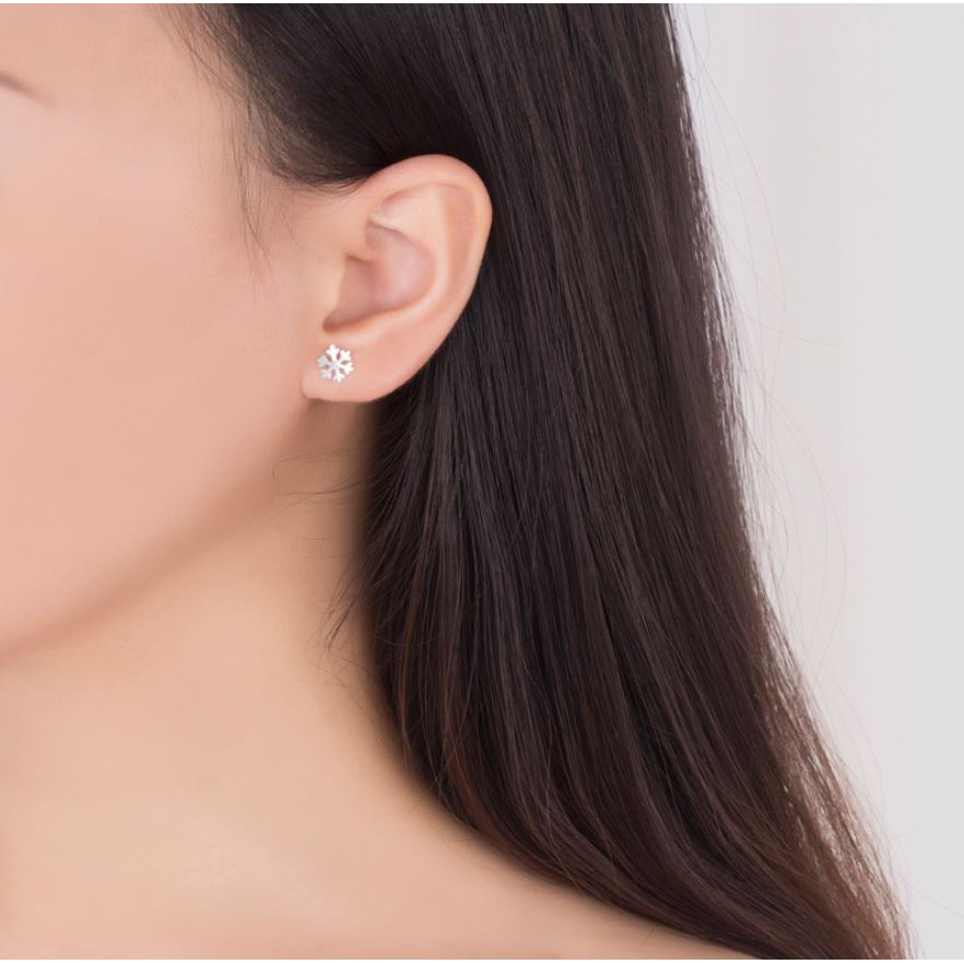 Bông tai EBI Bông tuyết mạ Bạc 925