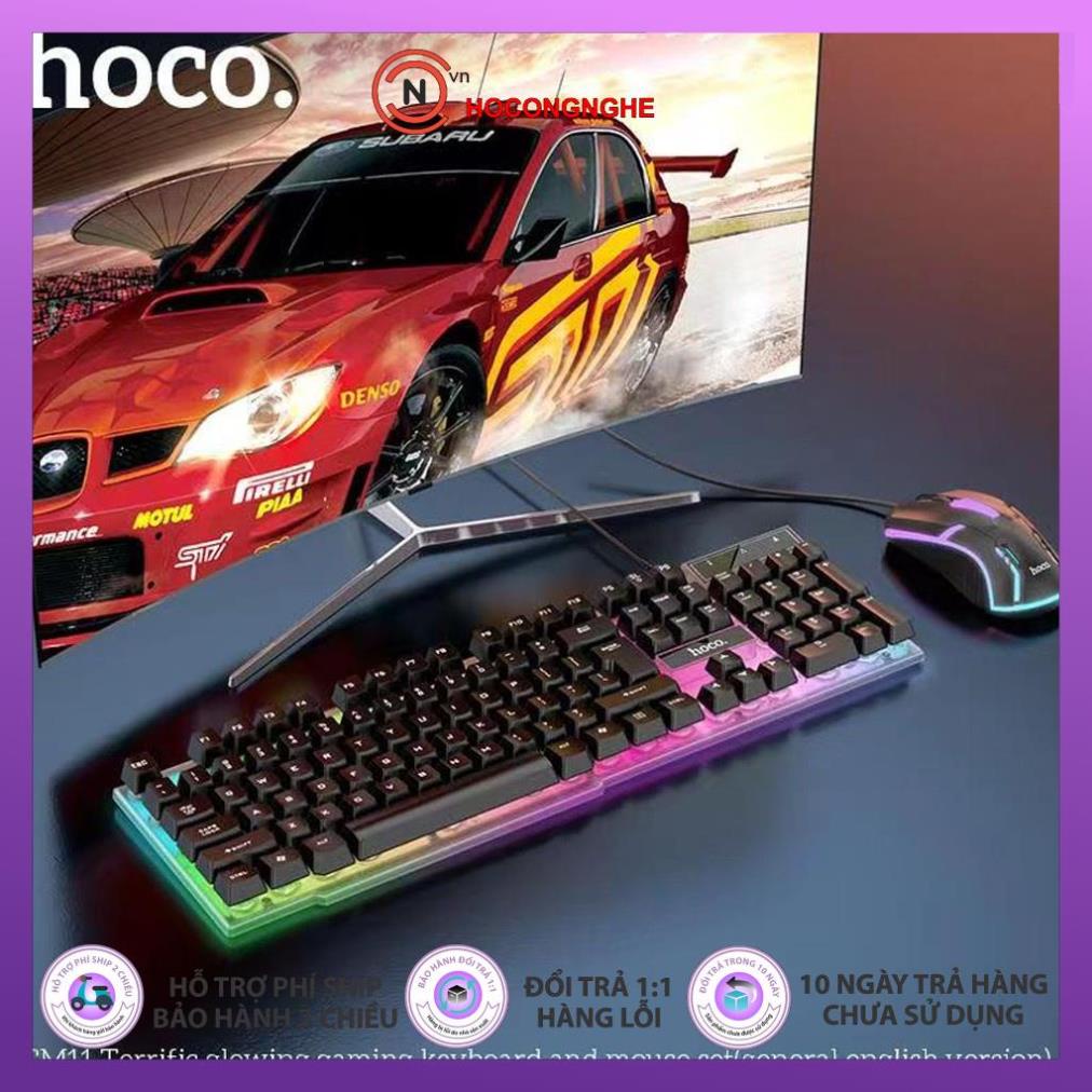 CHÍNH HÃNG  Bộ bàn phím máy tính chuột máy tính có dây, bàn phím gaming, chuột gaming, chuột Hoco GM11 có LED - CCN