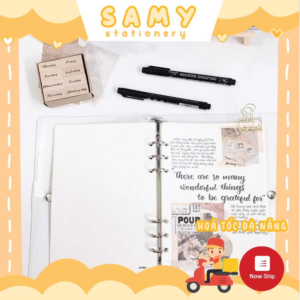 Binder Bìa Dẻo Cao Cấp Trong Suốt Size A5 Sẵn 200 Trang Giấy KLONG 120 GSM Cực Dày Sổ Bullet Journal Planner