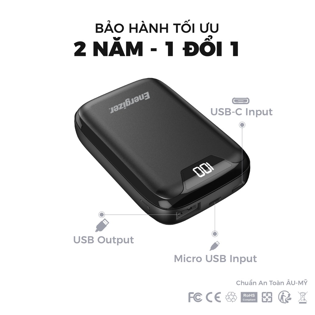 Combo sạc dự phòng Energizer 10,000mAh UE10042 - sạc Mophie 10W + cáp Mophie A to Lightning 1M - Hàng chính hãng